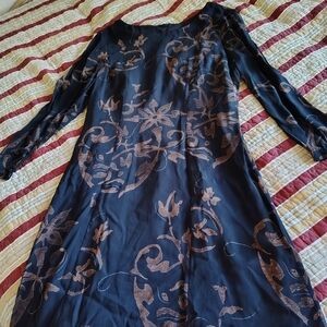 Carole Little Black and Brown Floral Long Sleeve Dress